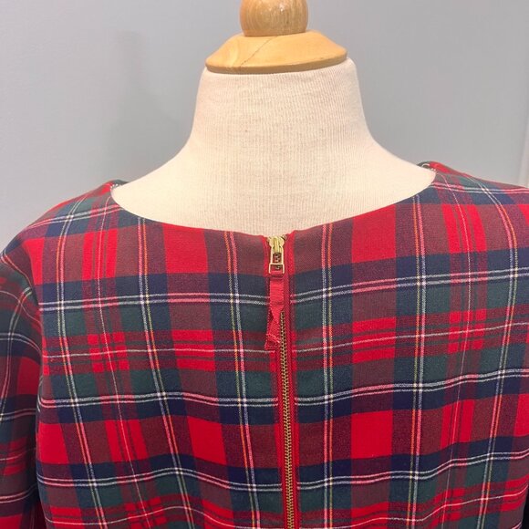 Vineyard Vines Greenwich Red Plaid Ruffle Sleeve Shift Dress Sz 18 - Picture 9 of 14
